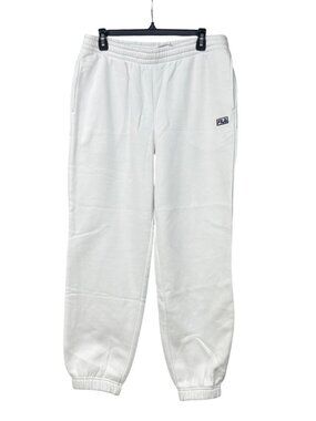 FILA women's Fleece Joggers, White, Sz. L